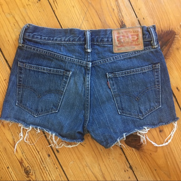 Vintage Levi’s 511 Cutoff Shorts Denim Frayed Hems - Picture 2 of 7